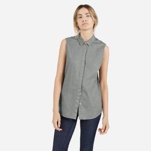 Everlane sleeveless Grey button down